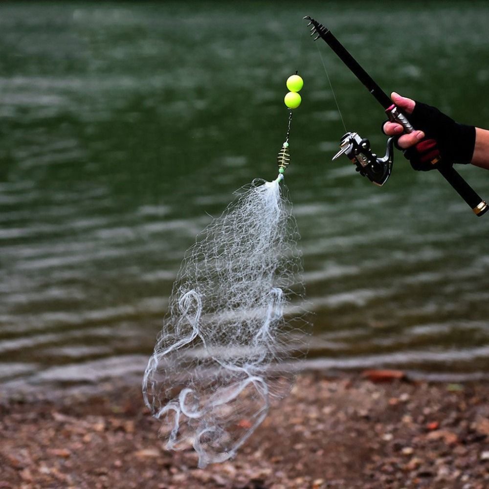 Portable Fishing Net  Luminous Bead Copper Spring Shoal Netting Fishnet Tackle No Need Hook Fishing Tool