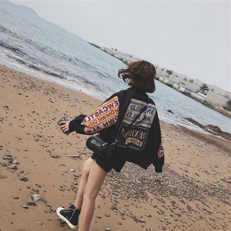 Harajuku embroidered baseball suit trendy couple jacket loose fitting student BF style jacket female