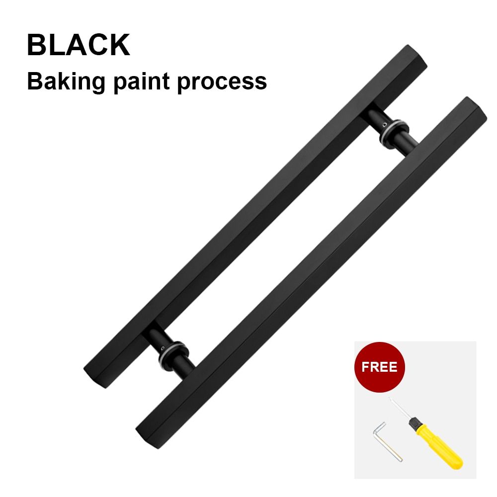 Metallic Black- GlDoor Hnadles Stainless Steel Moving Doors Hardware Large Size Interior Door Handle For Home Fittings
