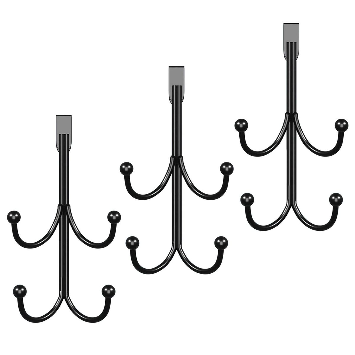 Scratch-free Door Wreath Hanger Versatile Metal Double for Hanging Black