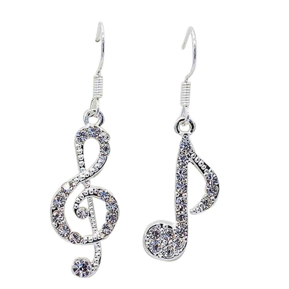 Women Rhinestone Inlaid Treble Music Note Charm-