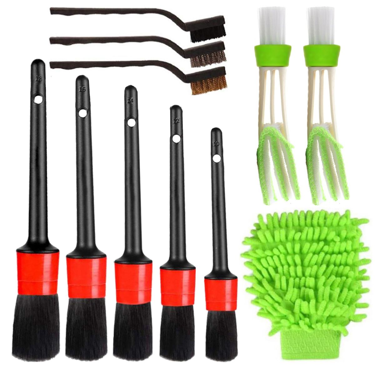 11 Pcs Car Cleaner Brush Set Including Premium Detail