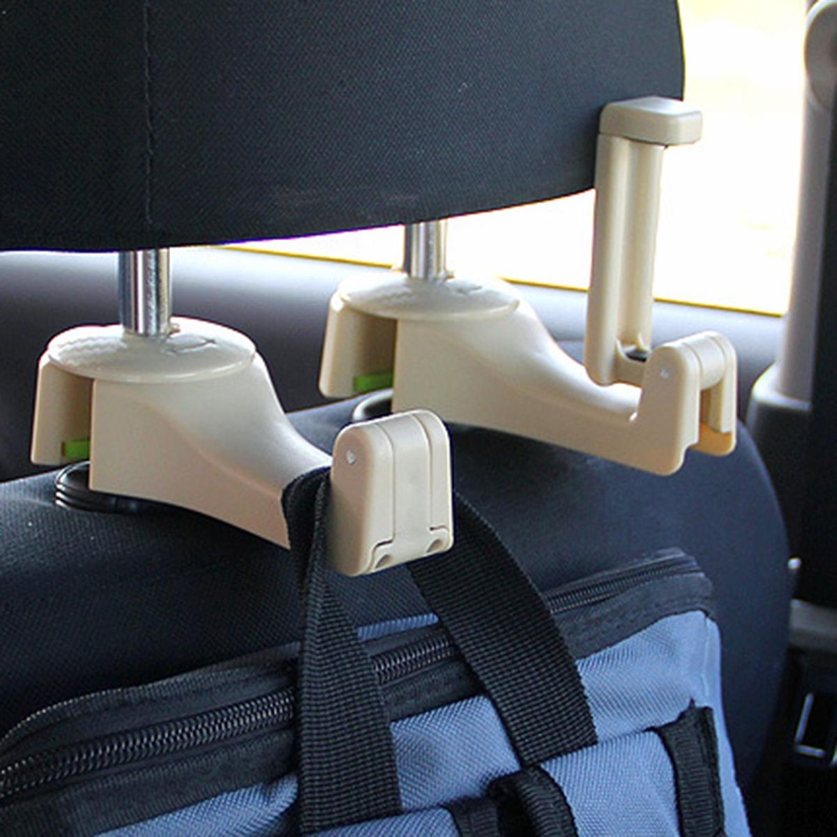 Car Headrest Hook Universal Car Headrest Hook with Phone Holder Beige