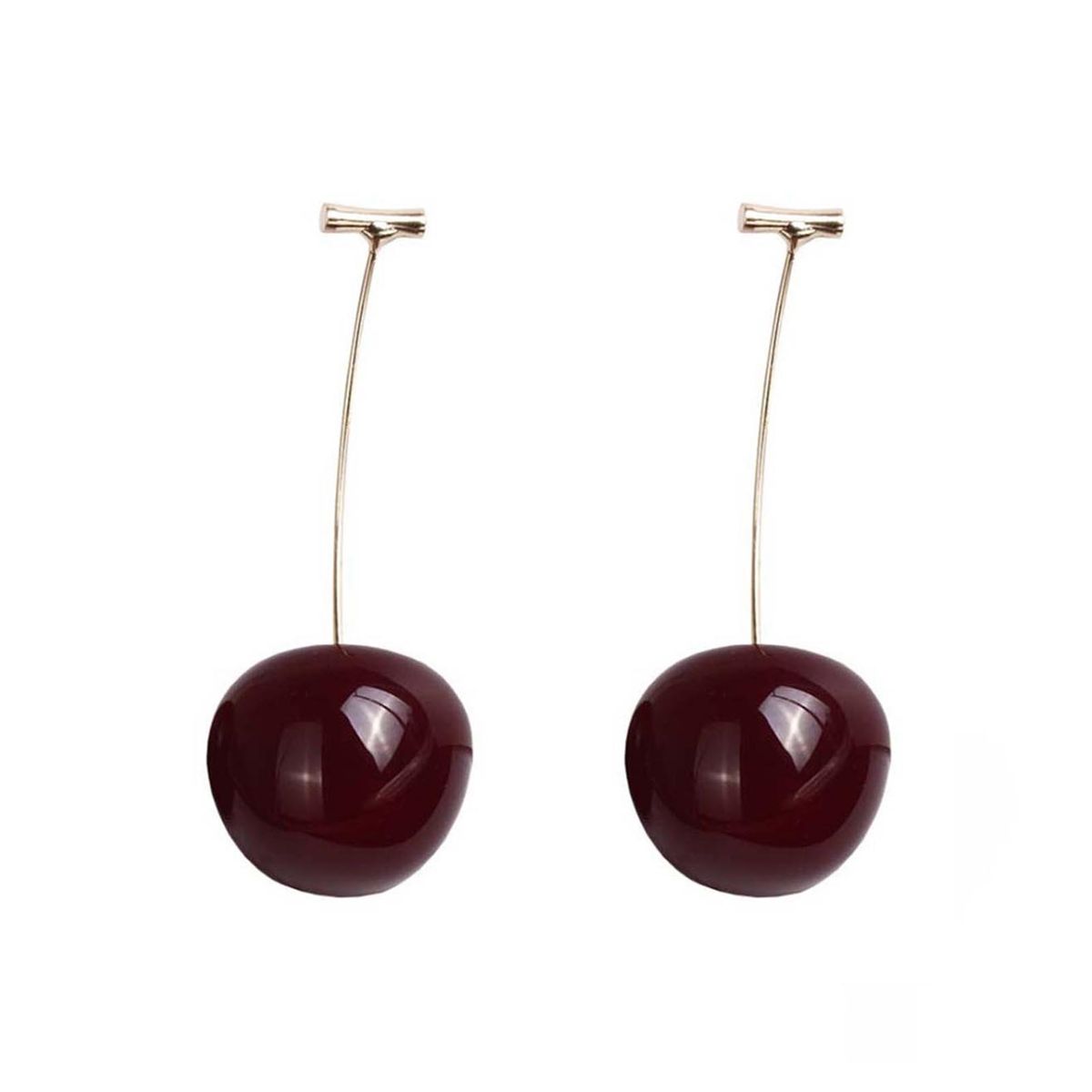 Earrings Sweet Cherry Shape Alloy Exquisite Jacket-Deep Red