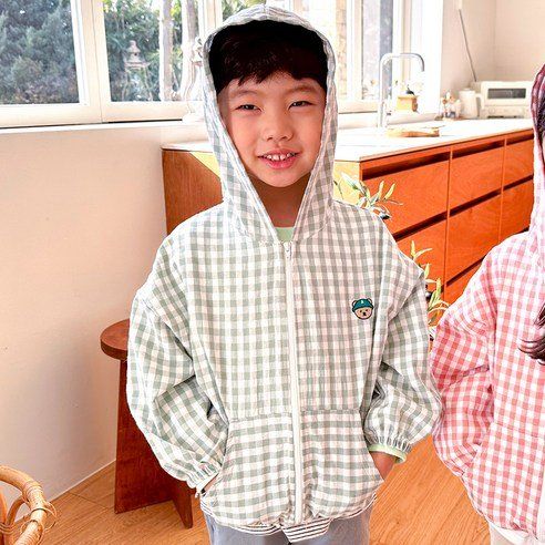 Adorbebe Children's Bear Check Windbreaker Sweatshirt