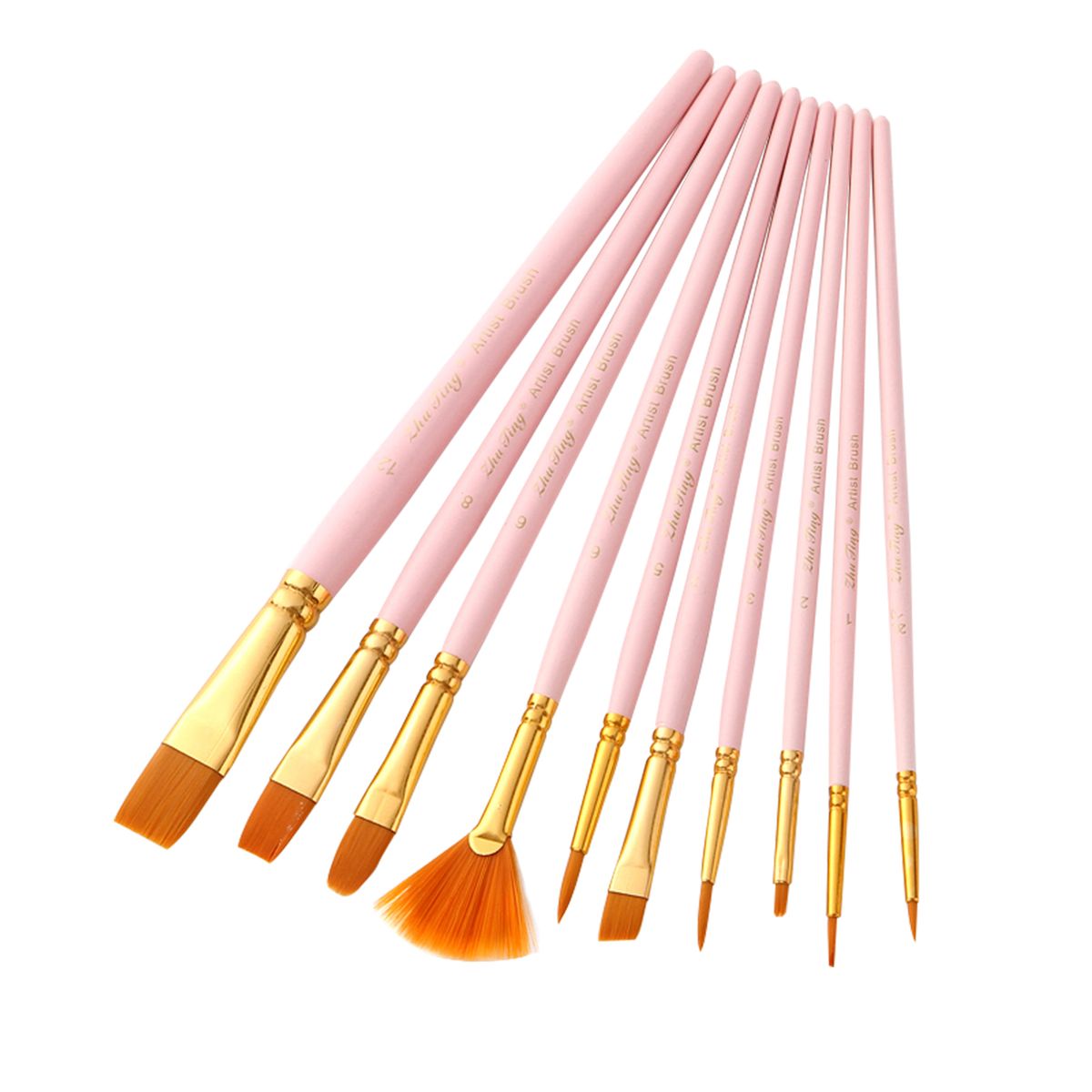 10pcs Watercolor Paint Brushes Set Nylon Hair Artist