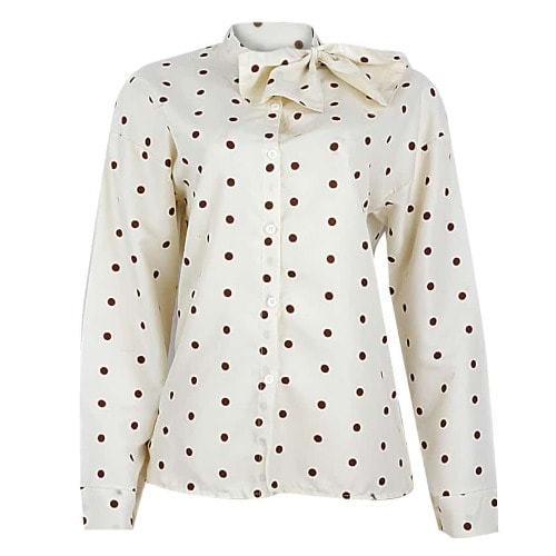 Polka Dot Blouse- Beige