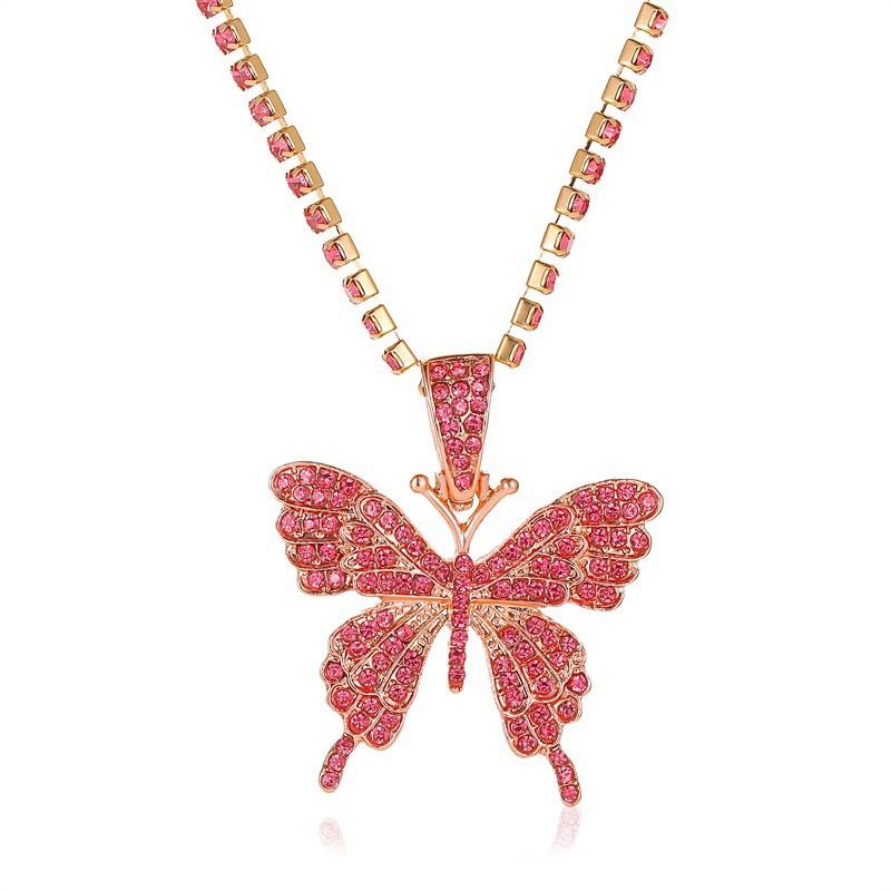 Crystal Butterfly Choker Necklace Rhinestone Butterfly Pendant Chain Sparkly Party Neck Jewelry For Women