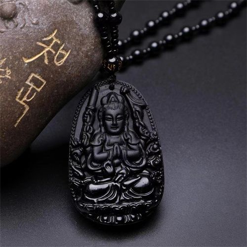 Obsidian Pendant Necklace