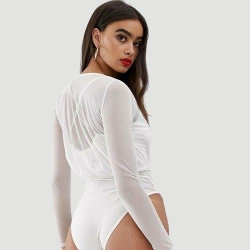 Basic Female 2in1 Mesh Body Top In White Bundle (40pcs)