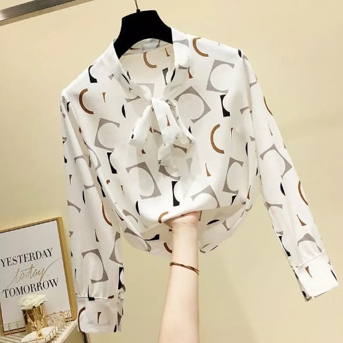 Geometric Blouse - Biege