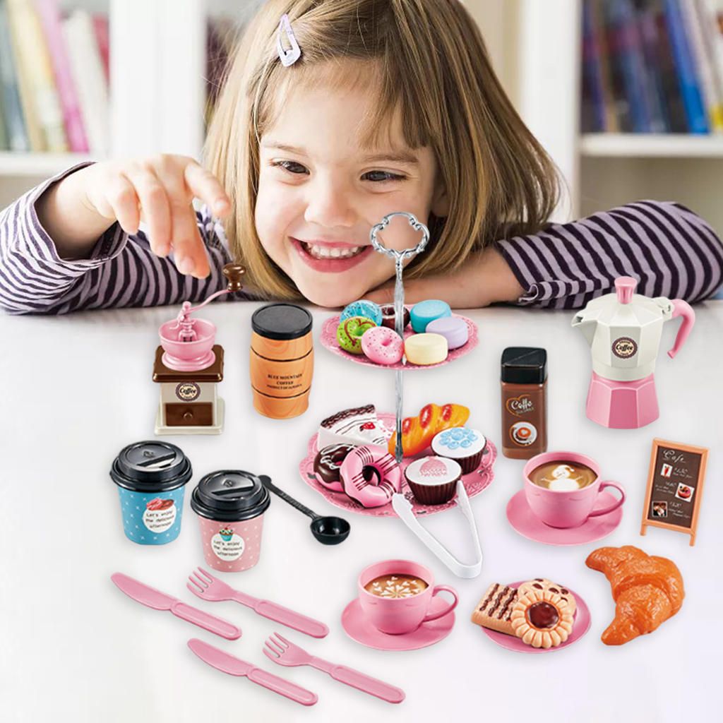 Kid Pretend Play Tea Party Toy Food Coffee Maker Dessert Game Toys