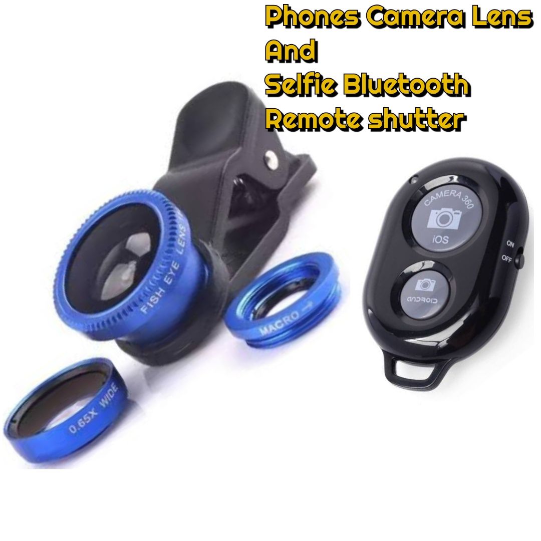 3 In 1 Fish Eye+Wide Angle+Macro Clip On Camera Lens Plus Free Selfie Remote