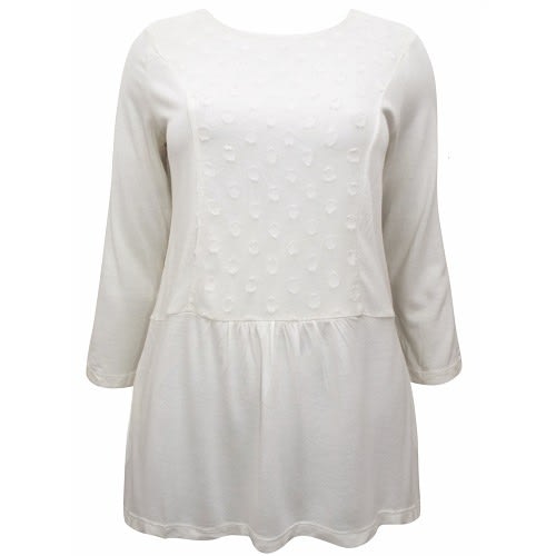 Jacquard Spot Mesh Panelled Jersey Top