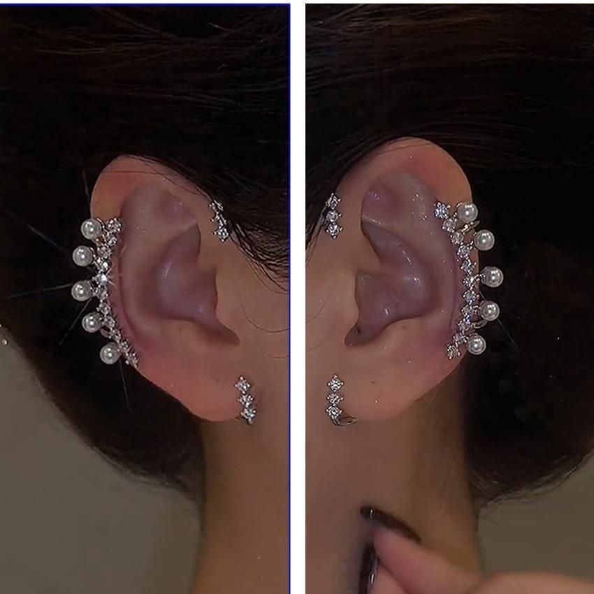 Cross-Border New One-Piece Ear Bone Clip Women's Zircon Rhinestone Light Luxury Exquisite Niche Design High-End Sense Earrings E
