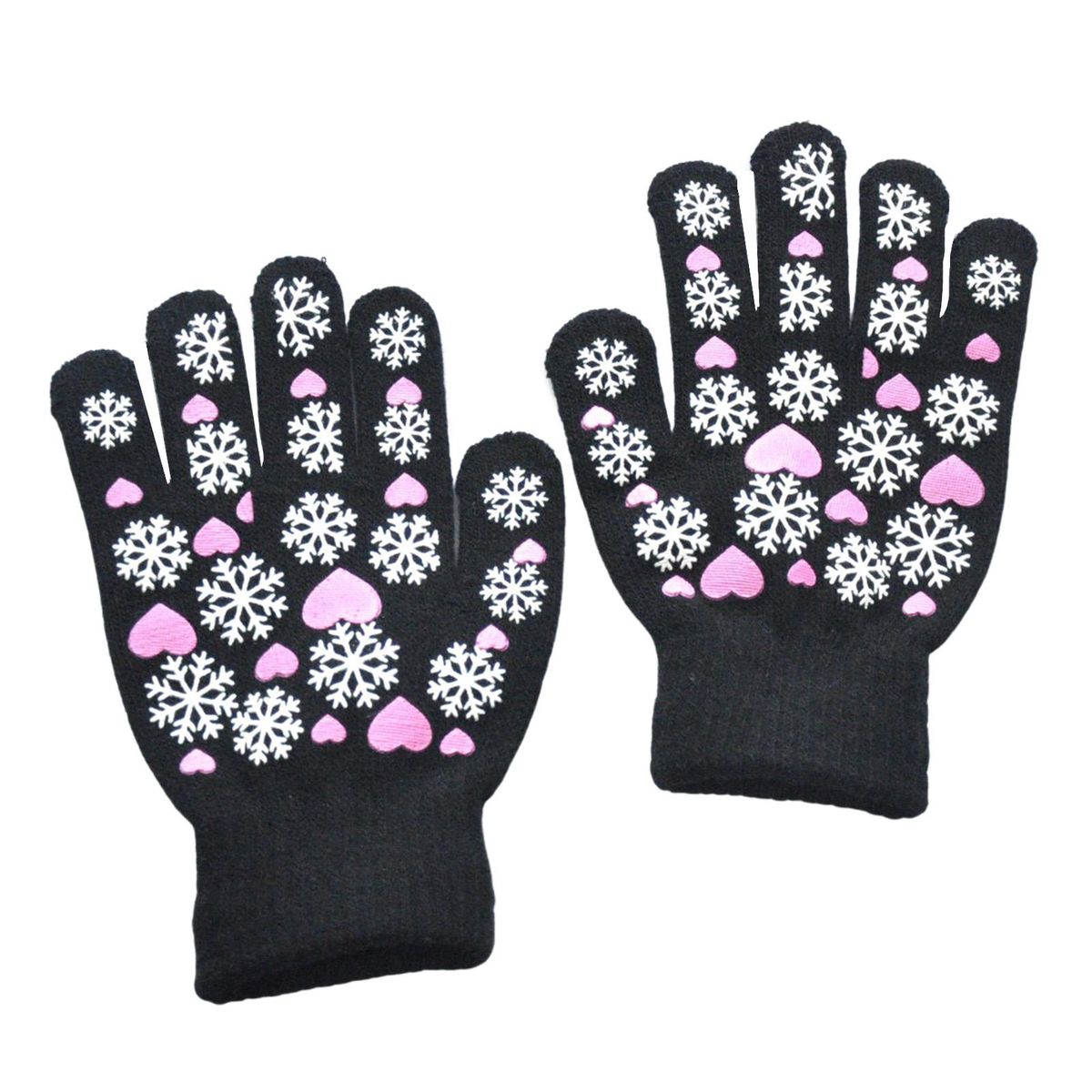 1 Pair Kids Winter Snowflake Pattern Pupil Black