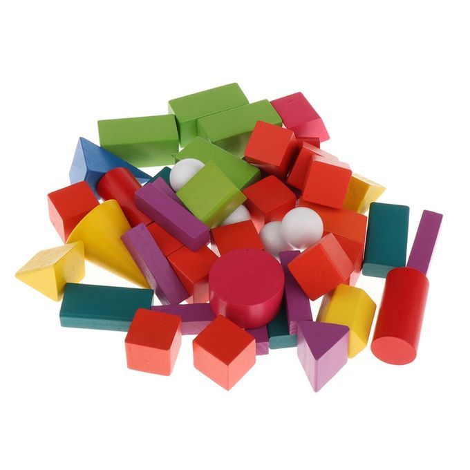 45x 3D Shapes Geometric Solids Wooden   Toys Math Games Toys Blocks