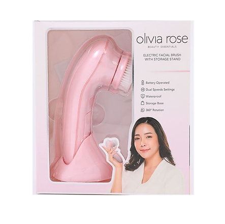 Electric Facial Brush With Storage Stand, Pink
