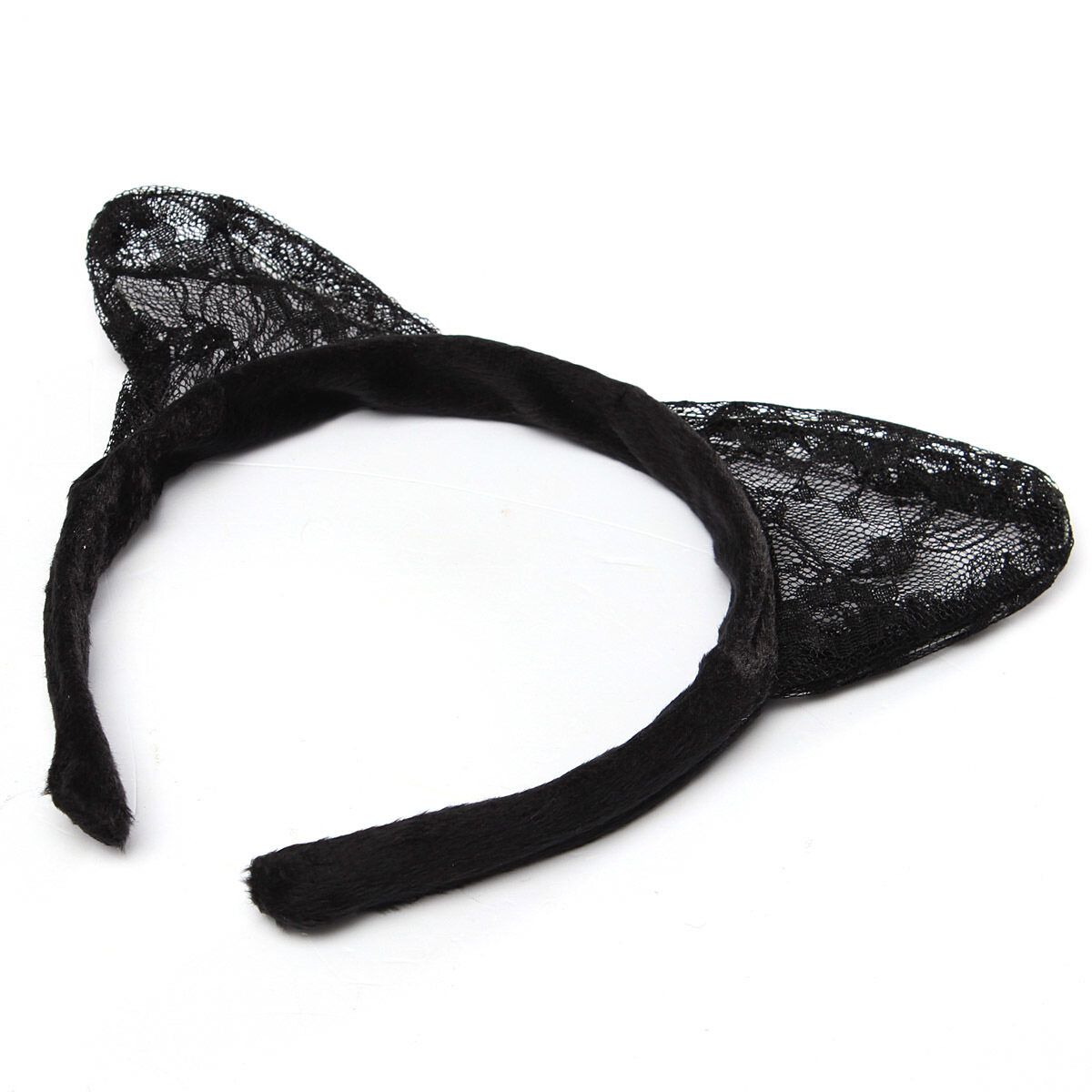 Lace Cat Ears Hairband Fancy Dress Party Headband Hair Band Cosplay Costume Black
