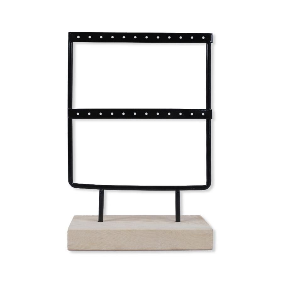 24 Holes Wooden Jewelry Organizer Display Holder Stand 2 Tie