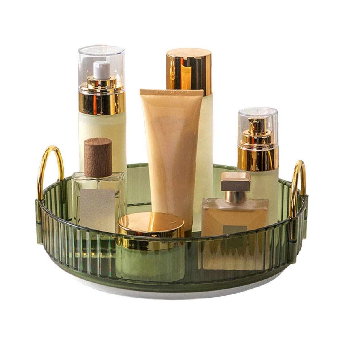Makeup Storage Shelf Desktop Organizer Shelf Jewelry Storage Tray Green
