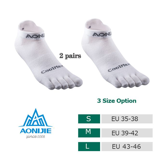 -Toe -Socks -New -Coolspec -Run -Five E4110 White 2pairs_M