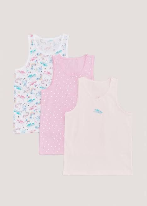 Girls Unicorn Vest Pack Of 3