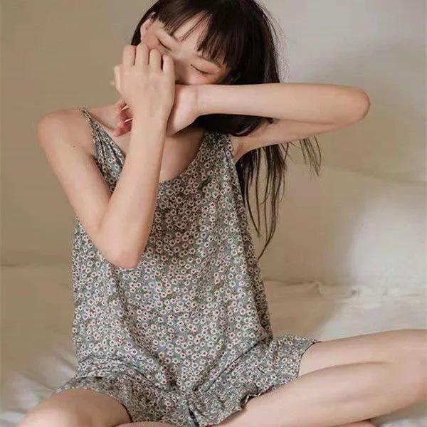 Sleeping Dress Girl Summer Cute Cuihua Little Daisy Adjustable Small Sling Dress Can Wear Home