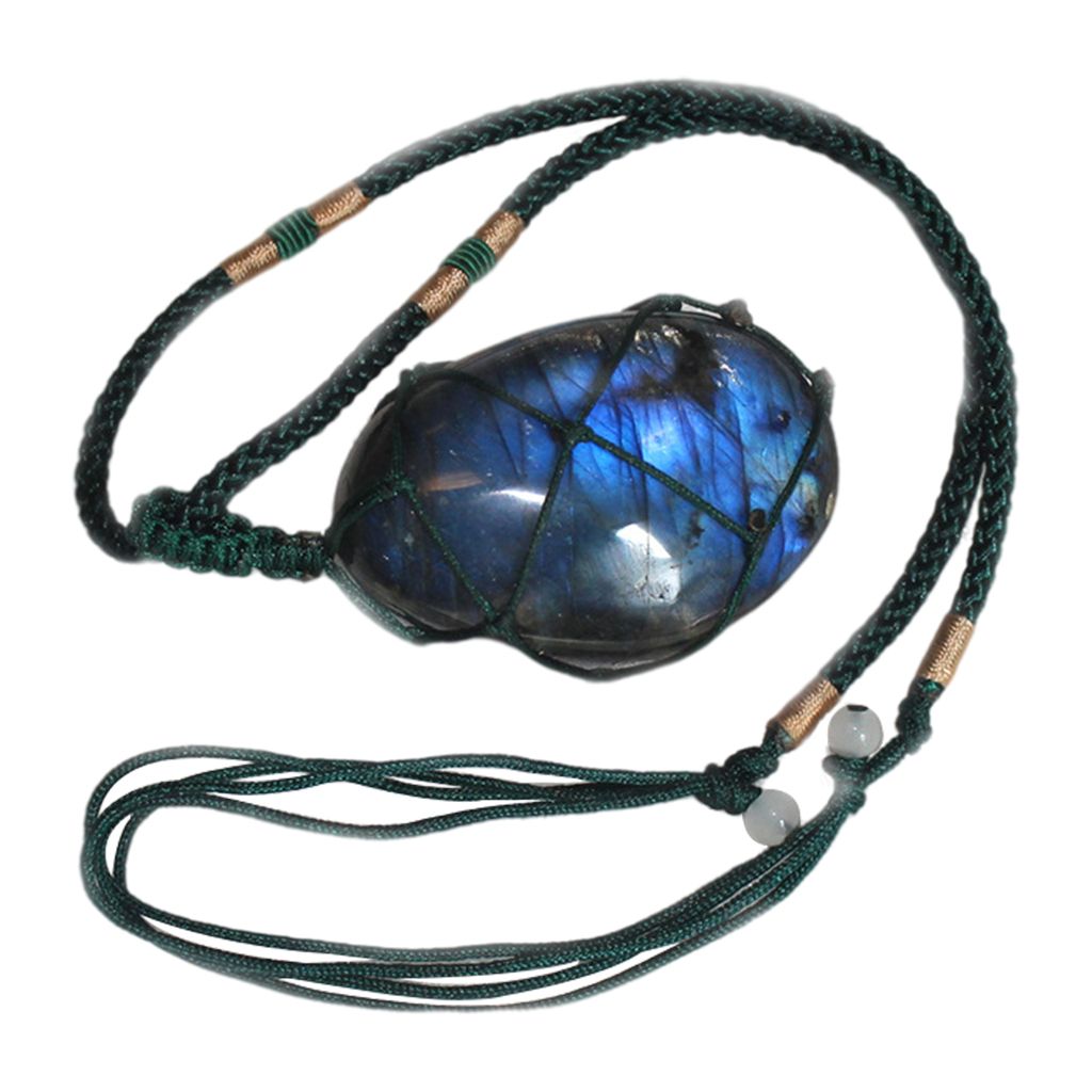 Crystals Stone Necklace Handmade Rope Wrapped Gemstone Pendents A