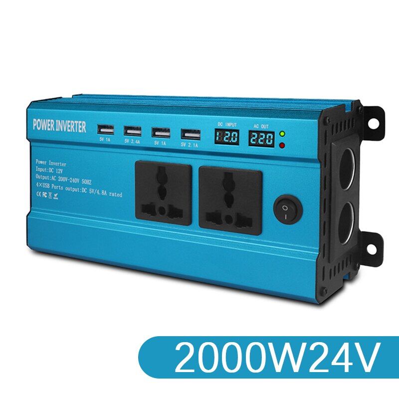 2000W Modified Sine Wave Inverter DC12/24/48V To AC 220 Voltage Transformer Converter Dual Display Solar Inverter Socket Adapter
