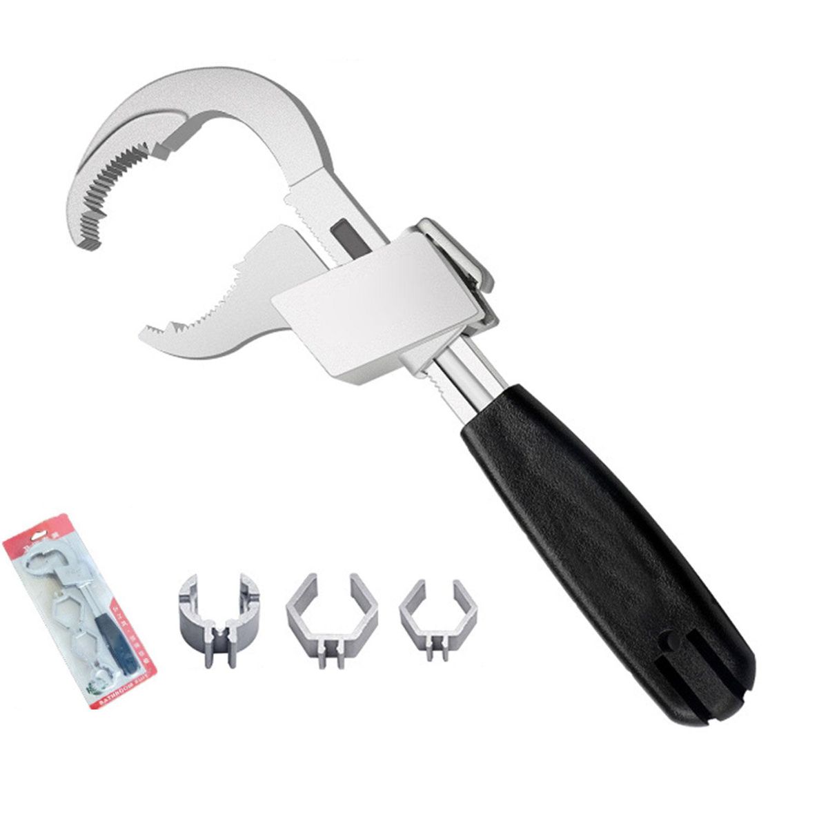 (Silver)Multifunction Adjustable Double-Ended Wrench Portable Universal Home Special Bathroom Wrench Repair Tool