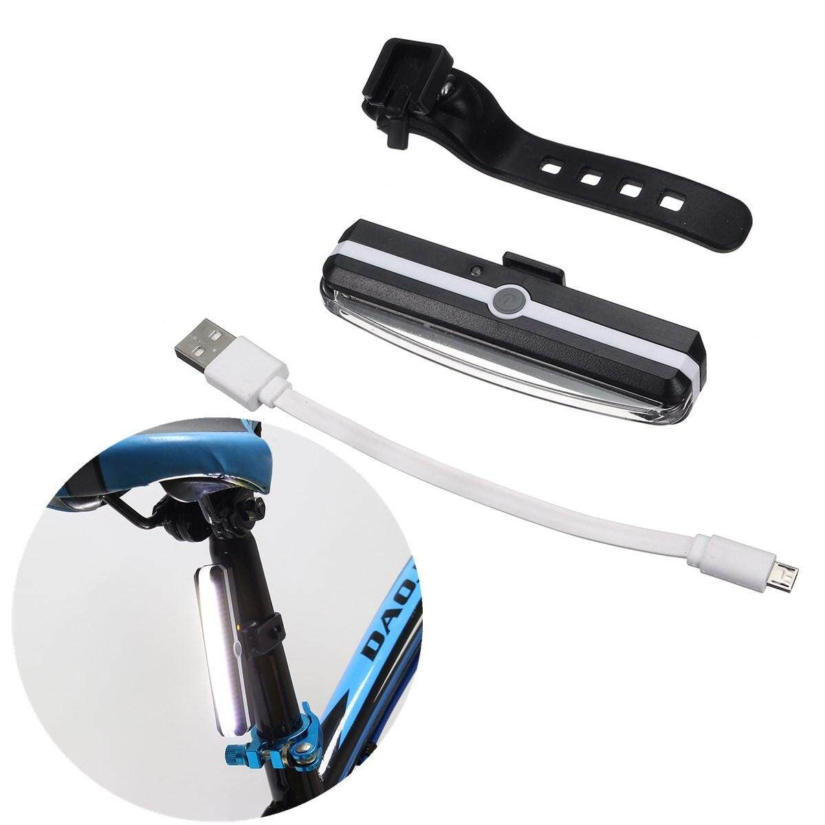 USB Rechargeable Bike Bicycle Cycling Tail Rear USB Safety Warning Light Lamp #white White