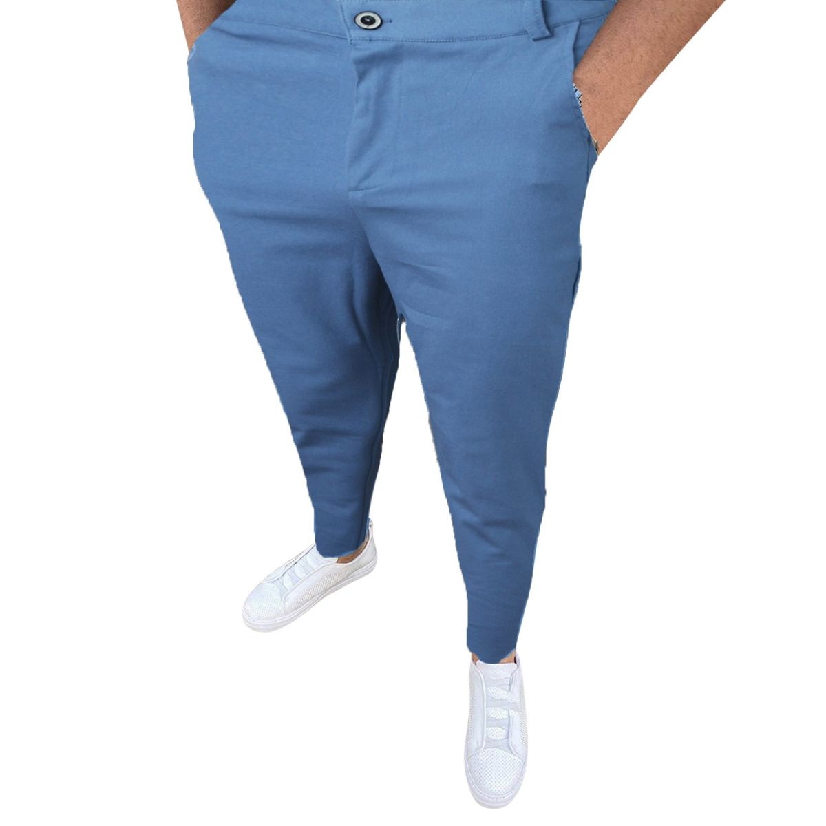 (Blue)Men Casual Business Pants Versatile Fashion Stretch Social Pencil Pants So