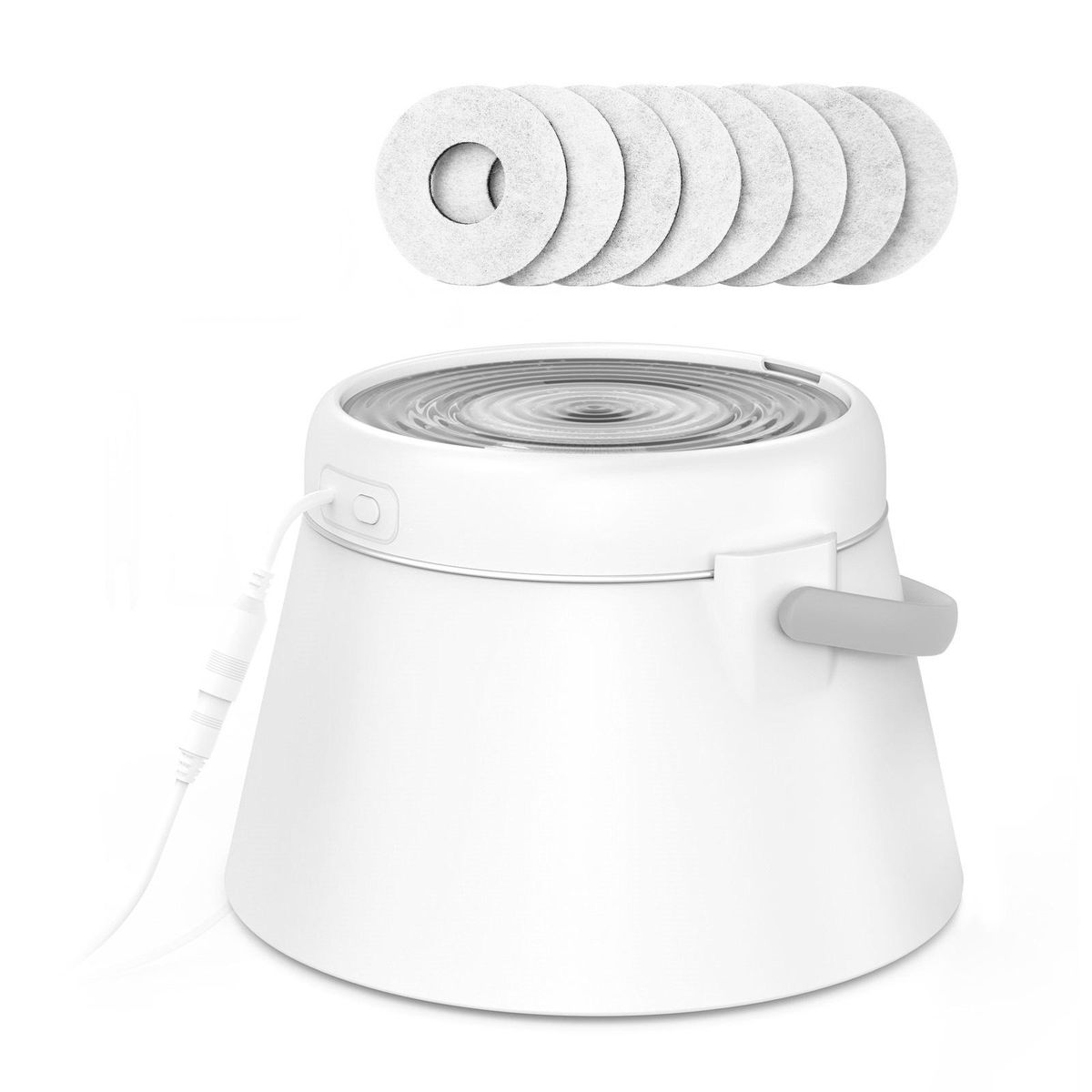 PB-16 DADDYPET Cat Water Fountain Stainless Steel Ultra-Quiet Intelligent LED Indicator Pet Fountain 67oz / 2L Dog Water Dispenser with 8 Replacement Filters & 1 Brush for Cats, Small Dogs
