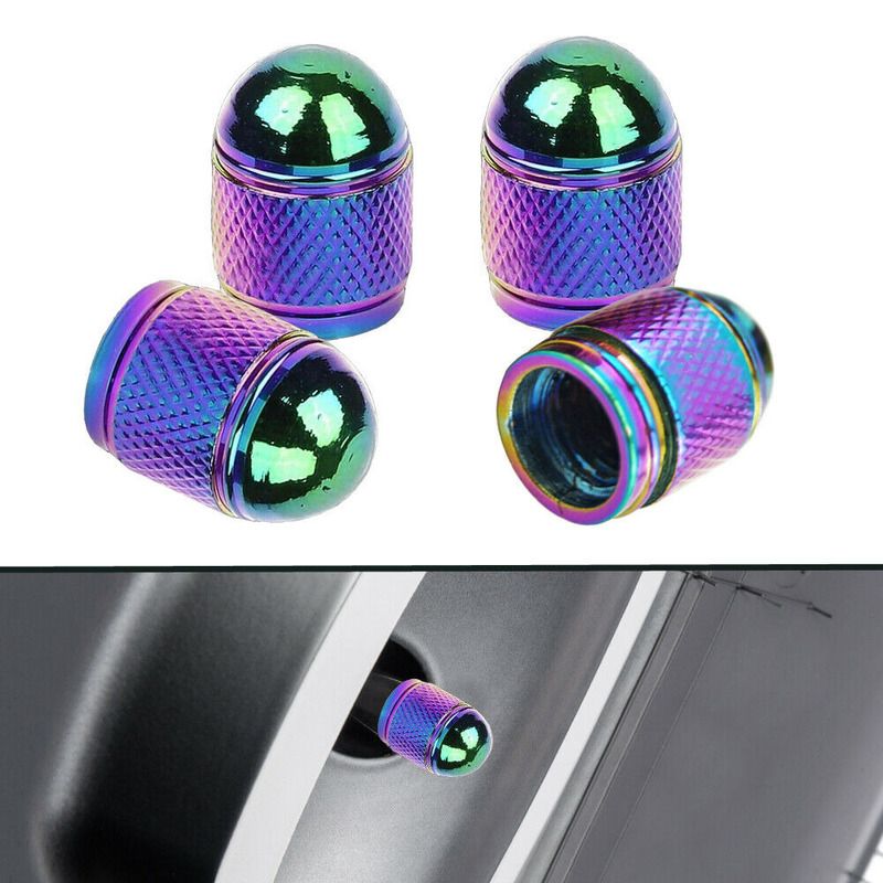 4Pcs Bullet Styling Aluminum Tire Rim Valve Caps Car Bike