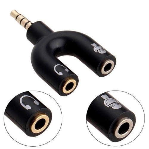 3.5mm Audio Splitter Jack Plug Male To Aux Female Microphone Converter & Adapter