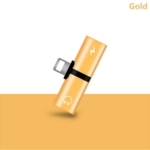 2-in-1 Dual Lightning To Audio & Charging Adapter Iphone 7,8- Gold