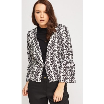 Mono Printed Cropped Blazer