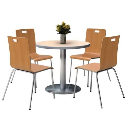 Wooden Dinning Set Of Round Table And Four Chairs