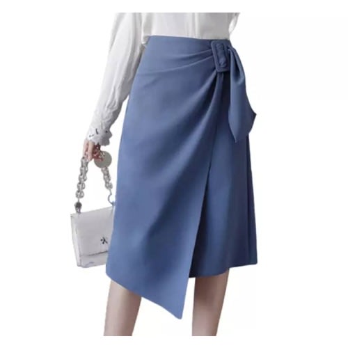Wrap Pencil Skirt- Blue