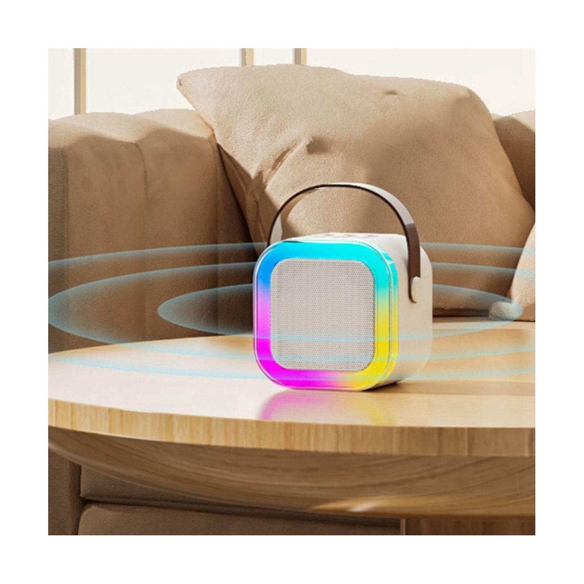 Mini Outdoor Karaoke Bluetooth Speaker Portable with Wireless Microphone Card Subwoofer High Volume Children'S Gift B