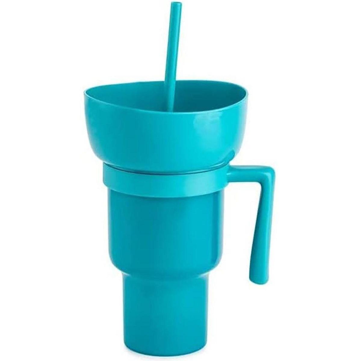Snack Cup with Straw Stadium Tumbler with Snack Bowl 2 1 Popcorn Cup Blue