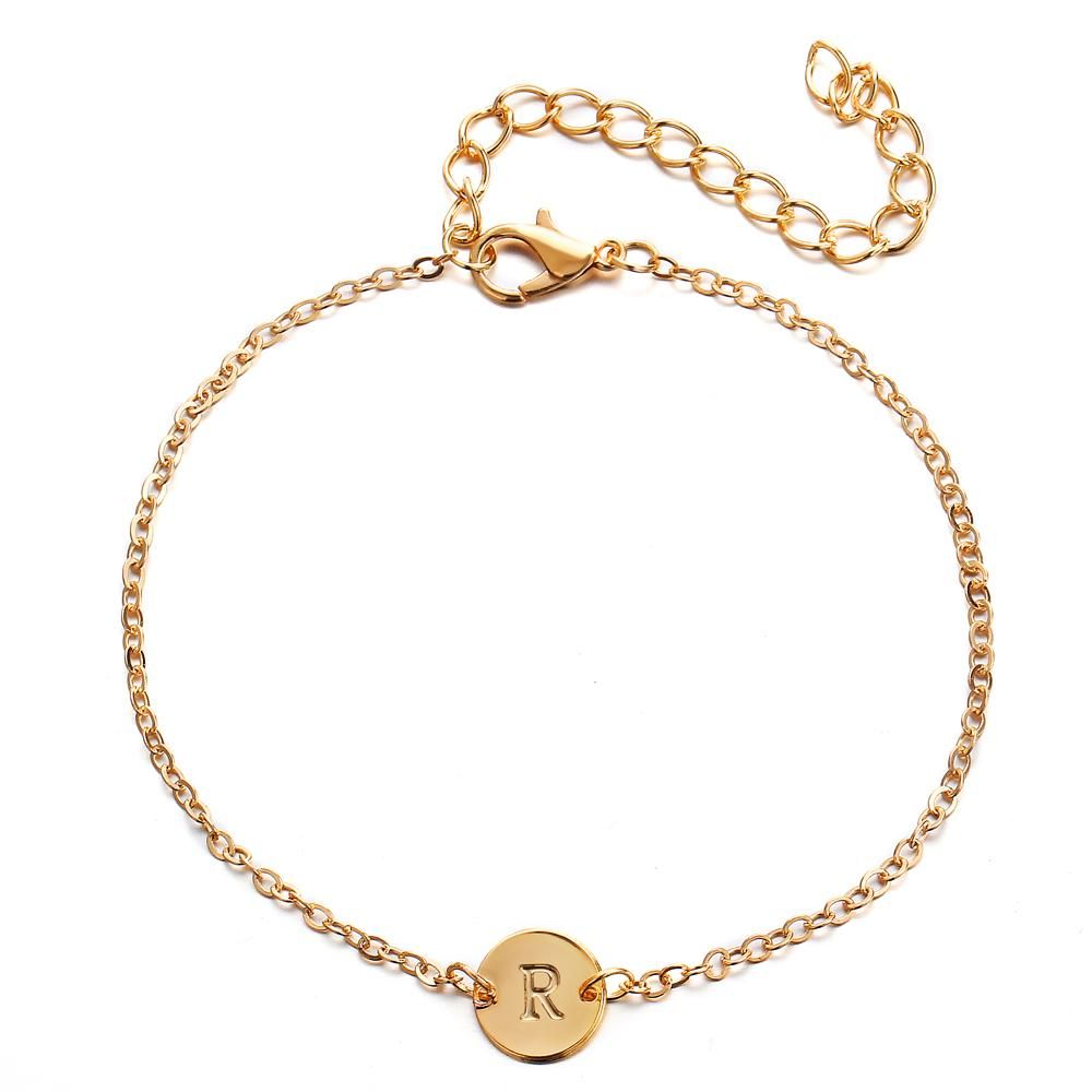 New Fashion Women Bracelet Gold Color Alloy Letter Charm