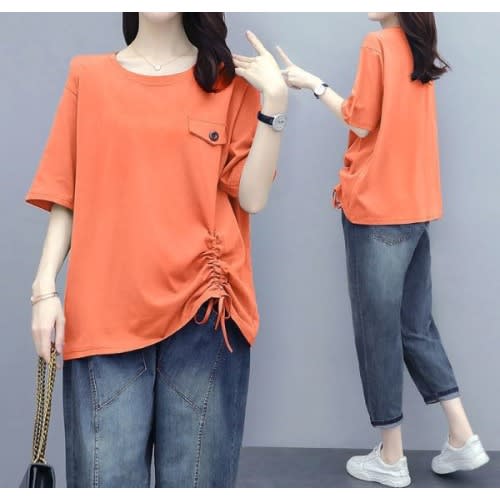 Side Ruched  Top- Orange