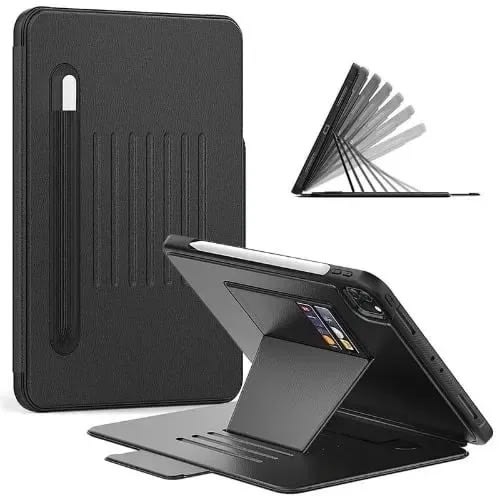 Rugged Full Body Leather Flip Case For iPad Pro 11 - Black