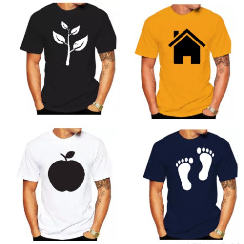 Foot Cotton T-shirts - White - Black - Yellow -Blue - 4pcs