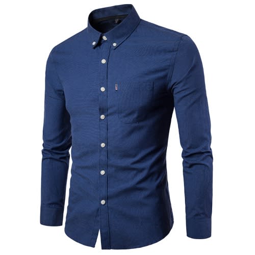 Men's Casual Long Sleeved Shirt - Blue