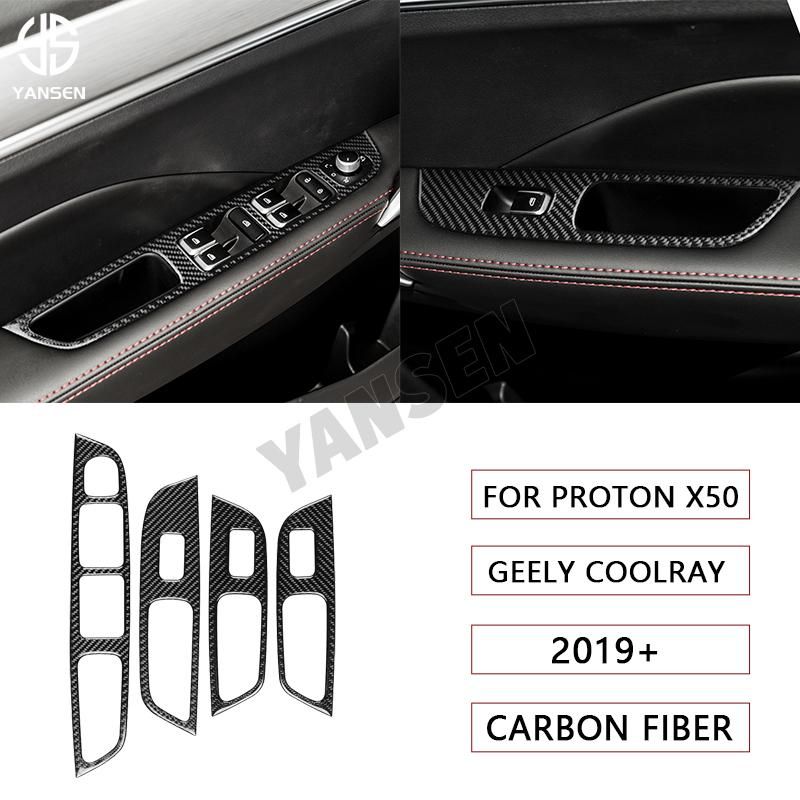 For Acura TL 2009-2014 Real Carbon Fiber Car Window Lift Switch Button Panel Ashtray Trim Cover Stickers Auto Accessories