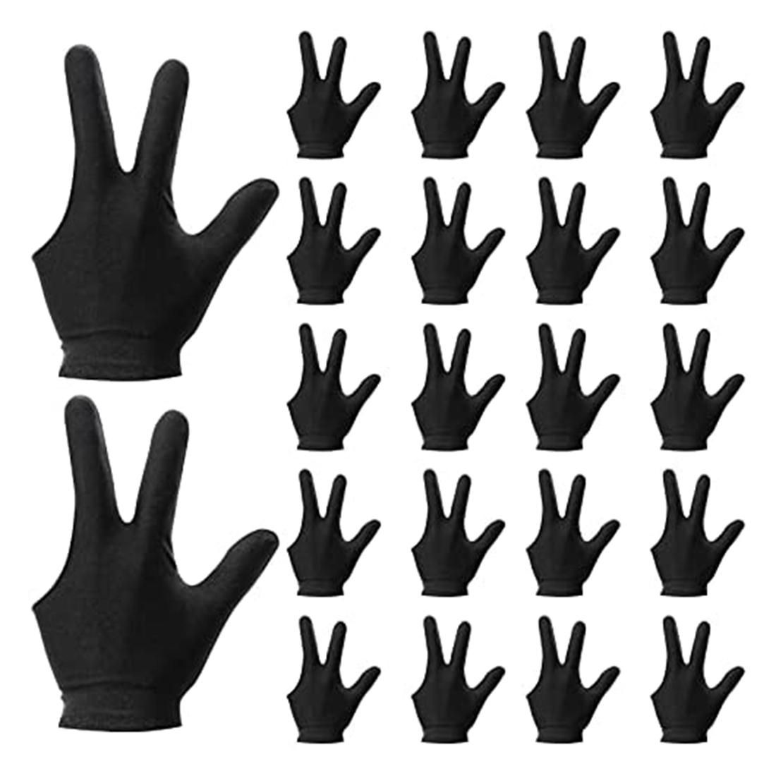 22 Pieces 3 Finger Cue Shooter Pool Gloves for