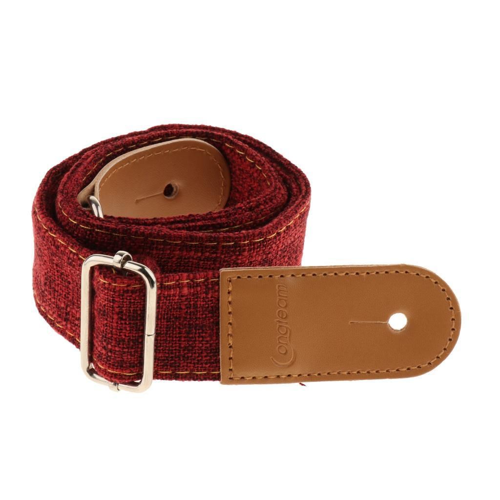 Ukulele Strap Belt With PU Leather Ends For Hobbyists Red